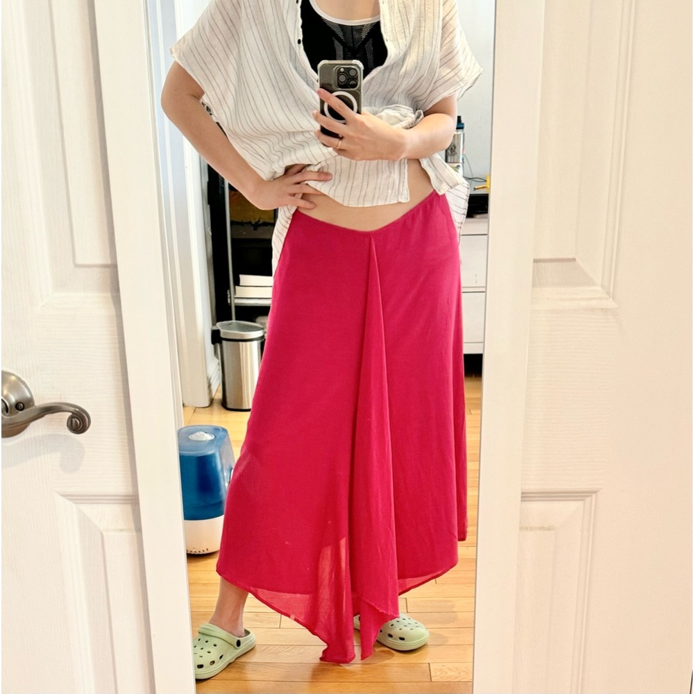Gianfranco Ferre Designer Draped Y2K Magenta Maxi Skirt, 8